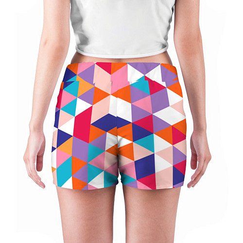 Женские шорты Ромбический разноцветный паттерн / 3D-принт – фото 4