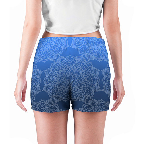 Женские шорты Мандала на градиенте синего цвета / 3D-принт – фото 4