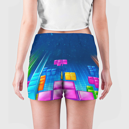 Женские шорты Падающие сверху блоки тетриса / 3D-принт – фото 4