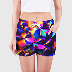Шорты женские Бензиновые неоновые кристаллы, цвет: 3D-принт — фото 2