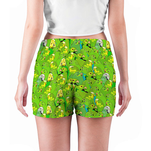 Женские шорты Зеленые волнистые попугайчики / 3D-принт – фото 4