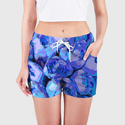Шорты женские Синие розы стиль, цвет: 3D-принт — фото 2