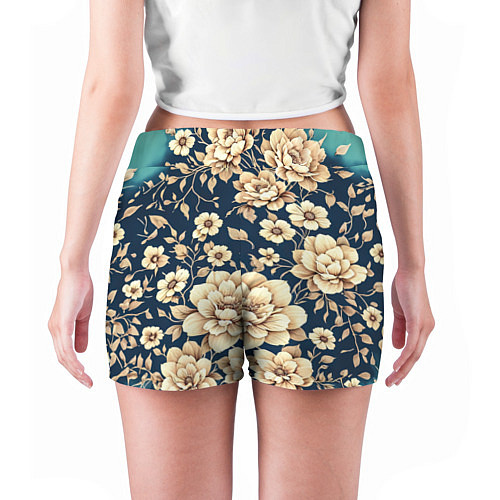 Женские шорты Золотые цветы узор / 3D-принт – фото 4