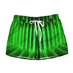 Шорты женские Зеленые неоновый световой фон, цвет: 3D-принт