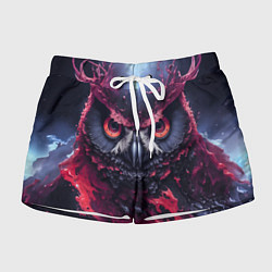 Шорты женские Сова взгляд краска, цвет: 3D-принт