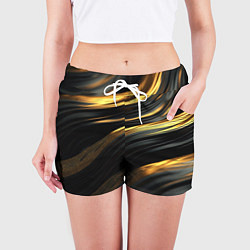 Шорты женские Золотистые волны, цвет: 3D-принт — фото 2