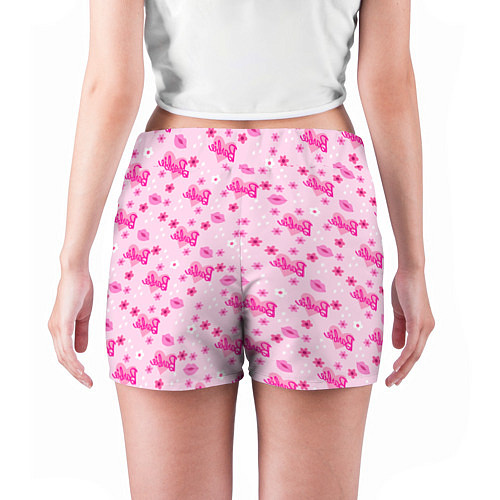 Женские шорты Барби, сердечки и цветочки / 3D-принт – фото 4