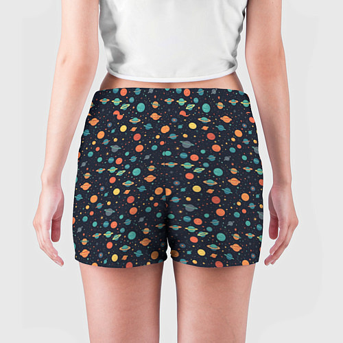 Женские шорты Темный космос с планетами паттерн / 3D-принт – фото 4