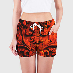 Шорты женские Объемные оранжевые узоры, цвет: 3D-принт — фото 2