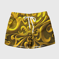 Шорты женские Желтый объемный узор, цвет: 3D-принт
