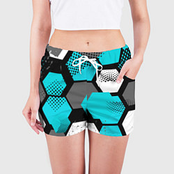 Шорты женские Шестиугольники абстрактный фон, цвет: 3D-принт — фото 2