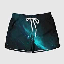 Шорты женские Голубое свечение в космосе, цвет: 3D-принт