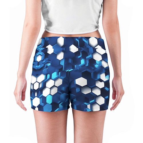 Женские шорты Cyber hexagon Blue / 3D-принт – фото 4