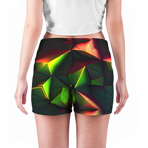 Женские шорты Объемные зеленые треугольники / 3D-принт – фото 4