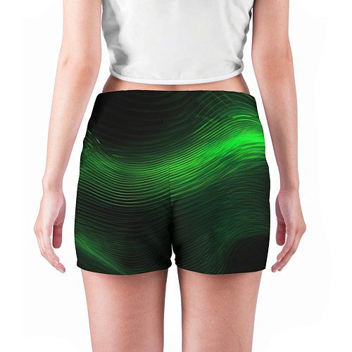 Женские шорты Зеленое свечение абстракция / 3D-принт – фото 4