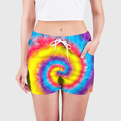 Шорты женские Тай-дай сочные цвета, цвет: 3D-принт — фото 2