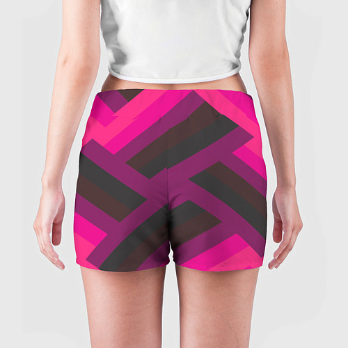Женские шорты Розовый и тёмный паттерн / 3D-принт – фото 4