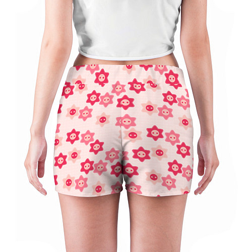 Женские шорты Розовые цветочные пуговицы / 3D-принт – фото 4