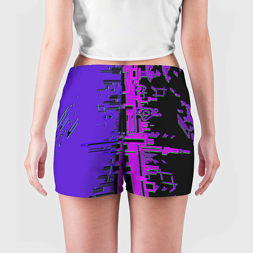 Женские шорты Кибер-глитч фиолетовый / 3D-принт – фото 4