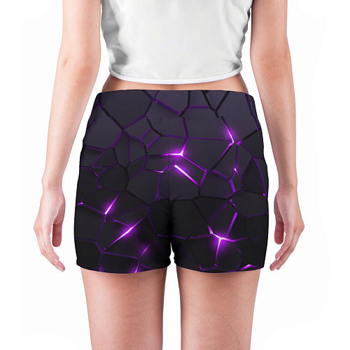 Женские шорты Неоновые плиты с фиолетовым свечением / 3D-принт – фото 4