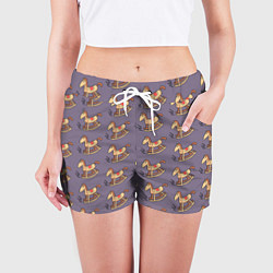 Шорты женские Деревянные лошадки качалки, цвет: 3D-принт — фото 2