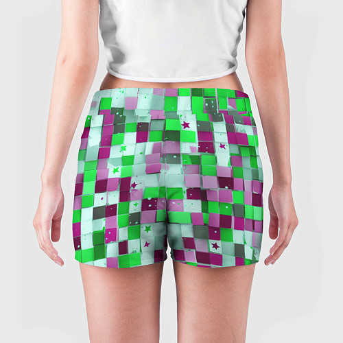 Женские шорты Ретро Квадраты / 3D-принт – фото 4