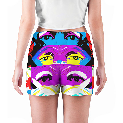 Женские шорты Eyes - pop art - neural network / 3D-принт – фото 4