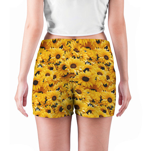 Женские шорты Желтые объемные цветы от нейросети / 3D-принт – фото 4
