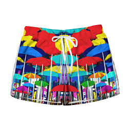 Шорты женские Mirror pattern of umbrellas - pop art, цвет: 3D-принт