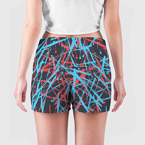 Женские шорты Синие и красные гранжевые полосы / 3D-принт – фото 4