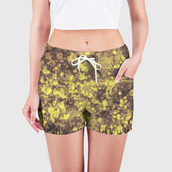 Шорты женские Грязно-желтая осень, цвет: 3D-принт — фото 2