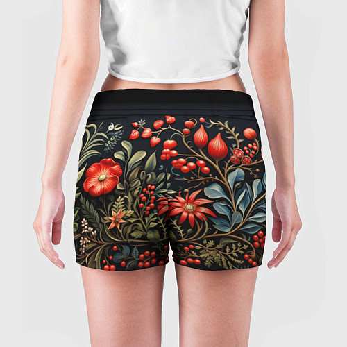 Женские шорты Новогодние ягоды и цветы / 3D-принт – фото 4