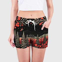 Шорты женские Новогодняя темная ночь, цвет: 3D-принт — фото 2