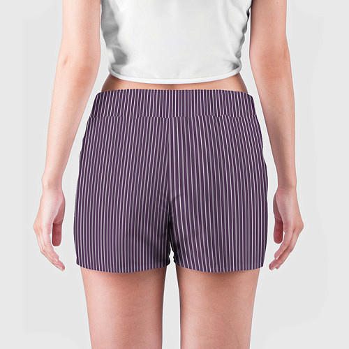 Женские шорты Умеренный фиолетовый полосатый / 3D-принт – фото 4