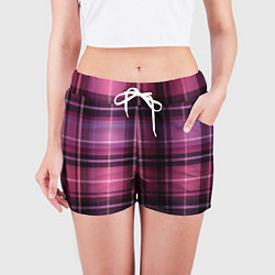 Шорты женские Фиолетовая шотландская клетка, цвет: 3D-принт — фото 2