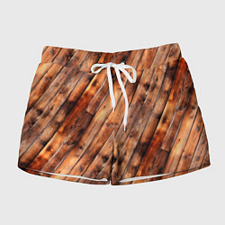 Шорты женские Деревянная обшивка, цвет: 3D-принт