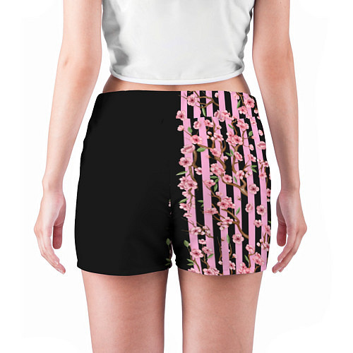 Женские шорты Сакура и полосы / 3D-принт – фото 4