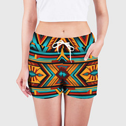 Шорты женские Геометрический узор с этическом стиле, цвет: 3D-принт — фото 2