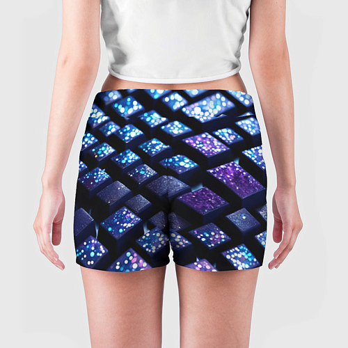 Женские шорты Цветные объёмные кубики - нейросеть / 3D-принт – фото 4