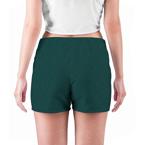 Женские шорты Тёмно-зелёный однотонный текстура / 3D-принт – фото 4