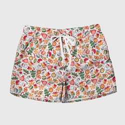 Шорты женские Новогодняя атрибутика, цвет: 3D-принт