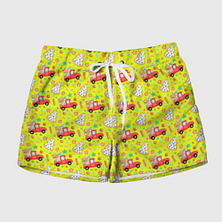 Шорты женские Красная машина с подарками, цвет: 3D-принт