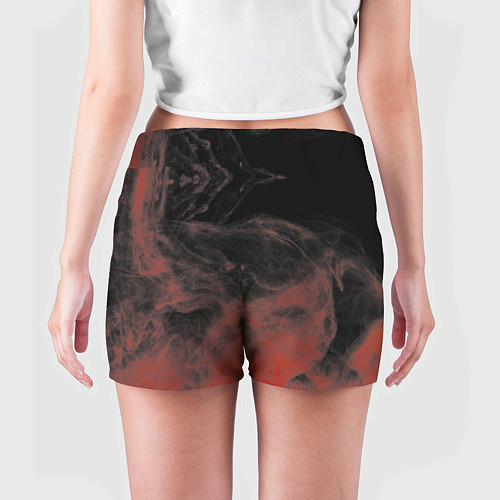 Женские шорты Красный дым на чёрном / 3D-принт – фото 4