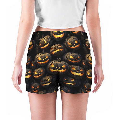 Женские шорты Зловещие хэллоуинские тыквы / 3D-принт – фото 4