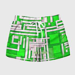 Шорты женские Полосы на зелёном фоне, цвет: 3D-принт