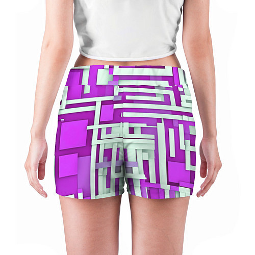 Женские шорты Полосы на фиолетовом фоне / 3D-принт – фото 4
