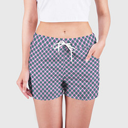 Шорты женские Фиолетовая - розовая клетка, цвет: 3D-принт — фото 2