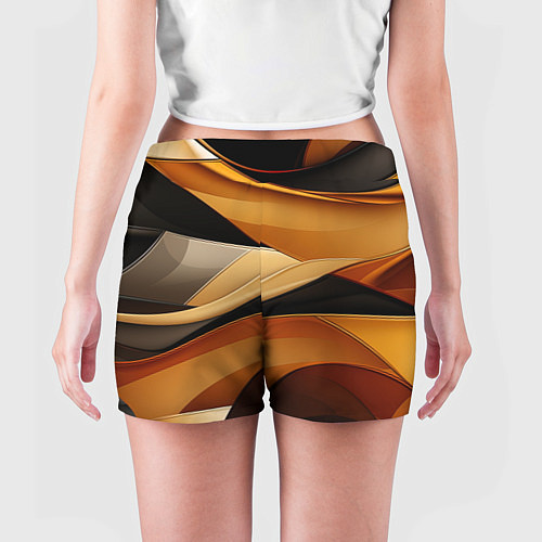 Женские шорты Желтая и черная абстракция / 3D-принт – фото 4
