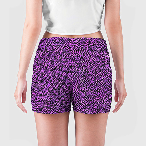 Женские шорты Чёрные и фиолетовые мазки / 3D-принт – фото 4
