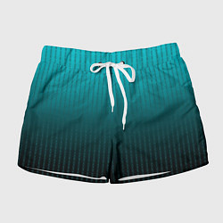 Шорты женские Градиент бирюзовый полосы-цепочки, цвет: 3D-принт